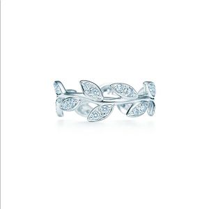 Tiffany & Co 18W Diamond Olive Leaf Band Size 5
